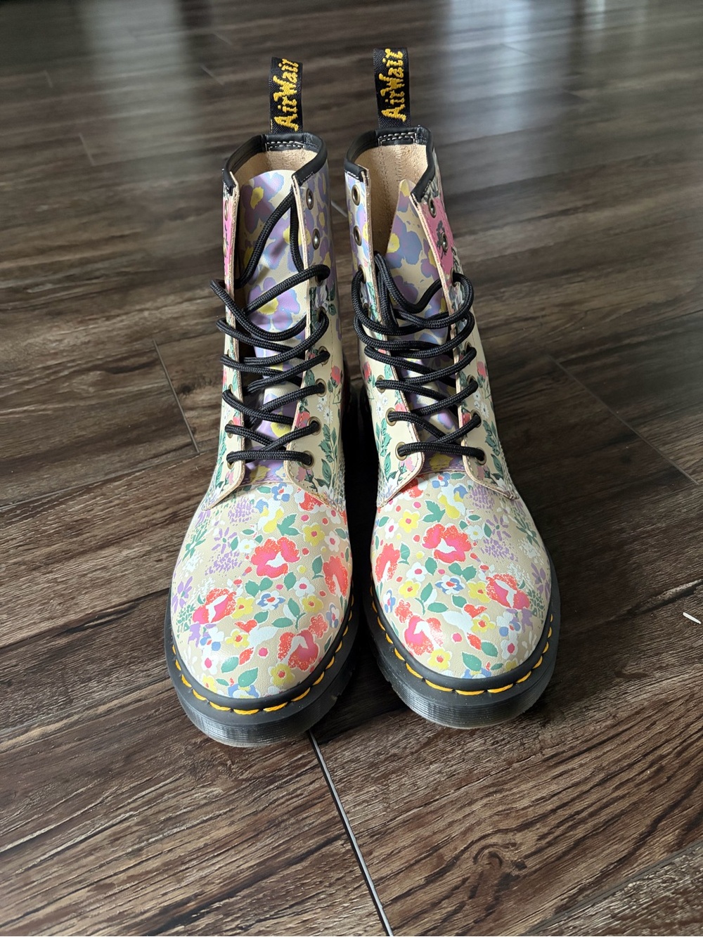 Floral Mash Up 1460 Dr. Martens Boots - Parchment Beige - Picture 2 of 6